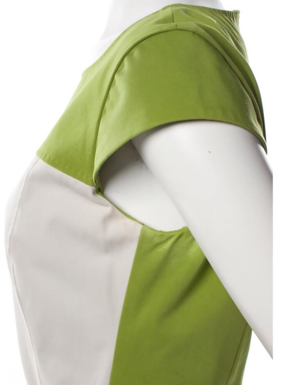MaxMara White Midi Sheath Dress with Lime Yoke - Picture 3 of 6